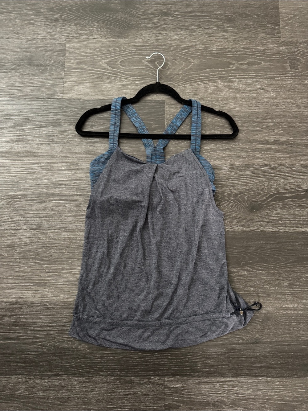 Sleeveless Layered Workout Tank Top - Gray & Blue